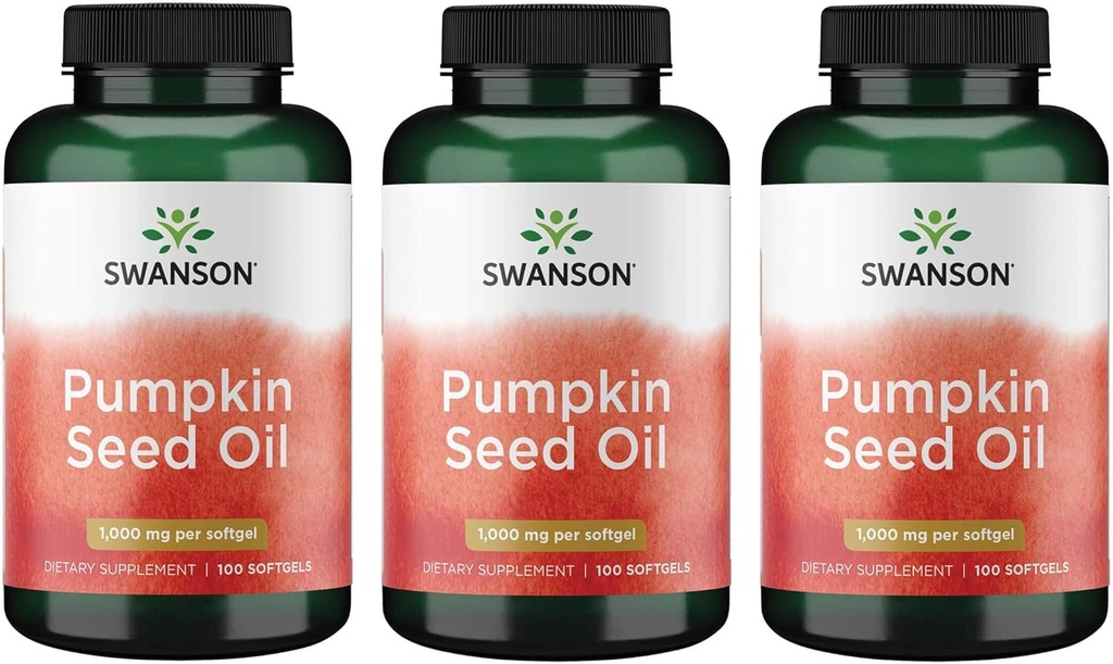 Swanson Pumpkin Seed Oil Combination Herbal Supplement 1000 mg 100 Softgel kapsler (3 Pack)