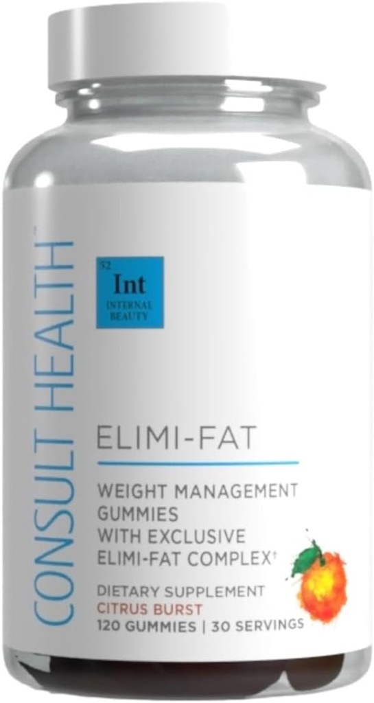 Consult Health ELIMI- Fat Apple Cider Vinegar Morosil Weight Management Gummies - Understøtter Vægt Loss- Gluten Gratis, Keto, Vegan - Citrus Flavor 120 Greve