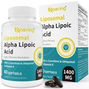 Liposomal Alpha Lipoic Acid 1400mg Softgels, ALA Supplement med L- Carnitin 1000mg, Ubiquinol (Active CoQ10) 100mg og E-vitamin 10mg, Alpha- Lipoic Acid for Antioxidants, Nerve, Energy 60 Softgel