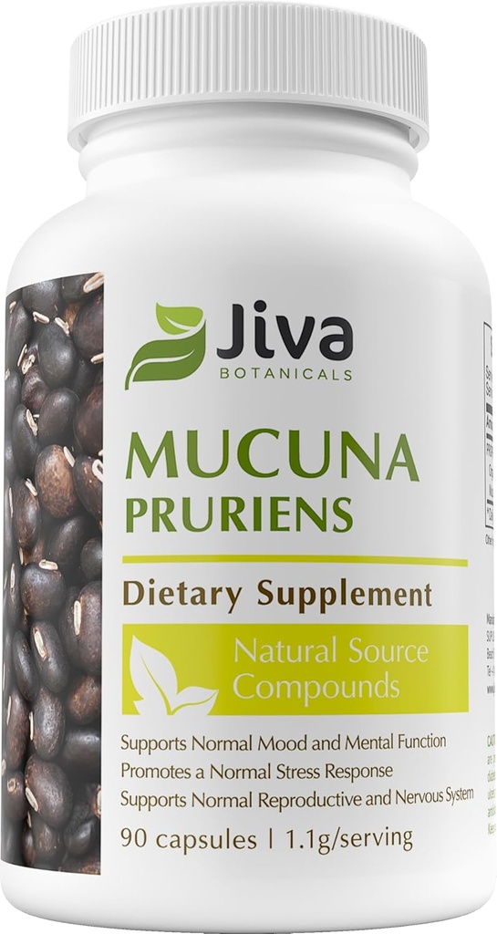 Jiva Botanicals - Mucuna Pruriens Capsules- Velvet Beans - Mucuna Pruriens ekstrakt i pulverform - 90 kapsler