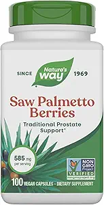 Nature 's Way Saw Palmetto Berries, Traditional Prostate Support *, 585 mg per servering, Non- GMO Project Verified, Vegan, 100 kapsler (Packaging May Vary)