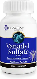 Dr. WellMe Vanadyl Sulfate 10mg - 100 tabletter Blodsukker, Oprethold Glucose & Metabolisme - Non- GMO, Gluten- Free Supplement for mænd og kvinder