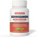 Ashwagandha 6000mg Maksimal styrke, optimeret Absorption med sort peber og ingefær Root, Natural Adaptogen Mood & Stress Support, Sleep & Energy Support, 30 Veganske kapsler 1 måned