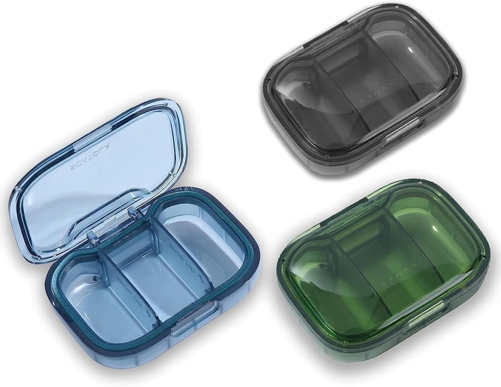 3 Pack 3 Segment Pill Box, Fugt Bevis Pill Case, Travel Pill Organizer til Pocket Purse, Daglig Portable Medicin Vitamin Box, Fisk Oil Box, Supplement Box