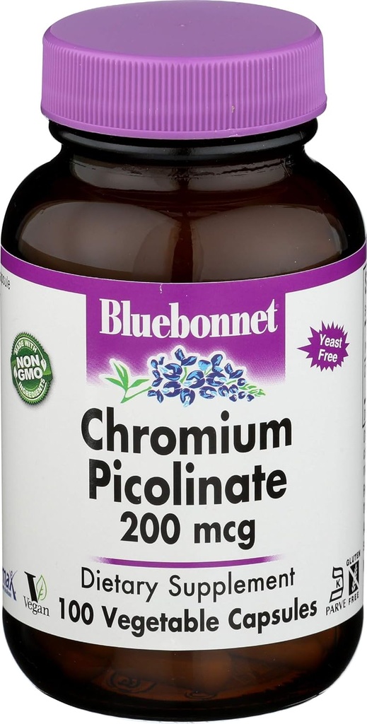 Bluebonnet Nutrition, Chrom Picolinate 200mcg, 100 Veggie Kapsler