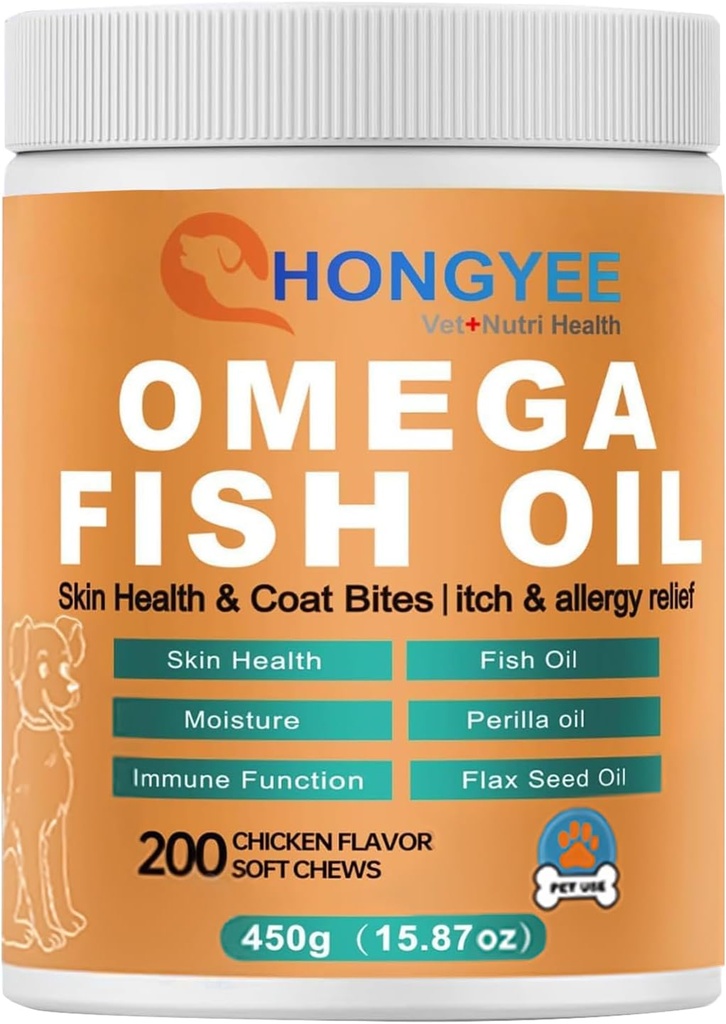 Hud & Coat Care Omega 3 Soft Chews for Pet -Fish Oil for Dogs Sund Hud Budd124; Shiny Fur Budd124; Mod kløe i en Behandle Format, All- in-1 Oil