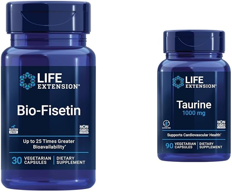 Life Extension Bio- Fisetin 30 Kapsler Cellular Health Bundle med Taurine 1000mg 90 Kapsler Heart Health