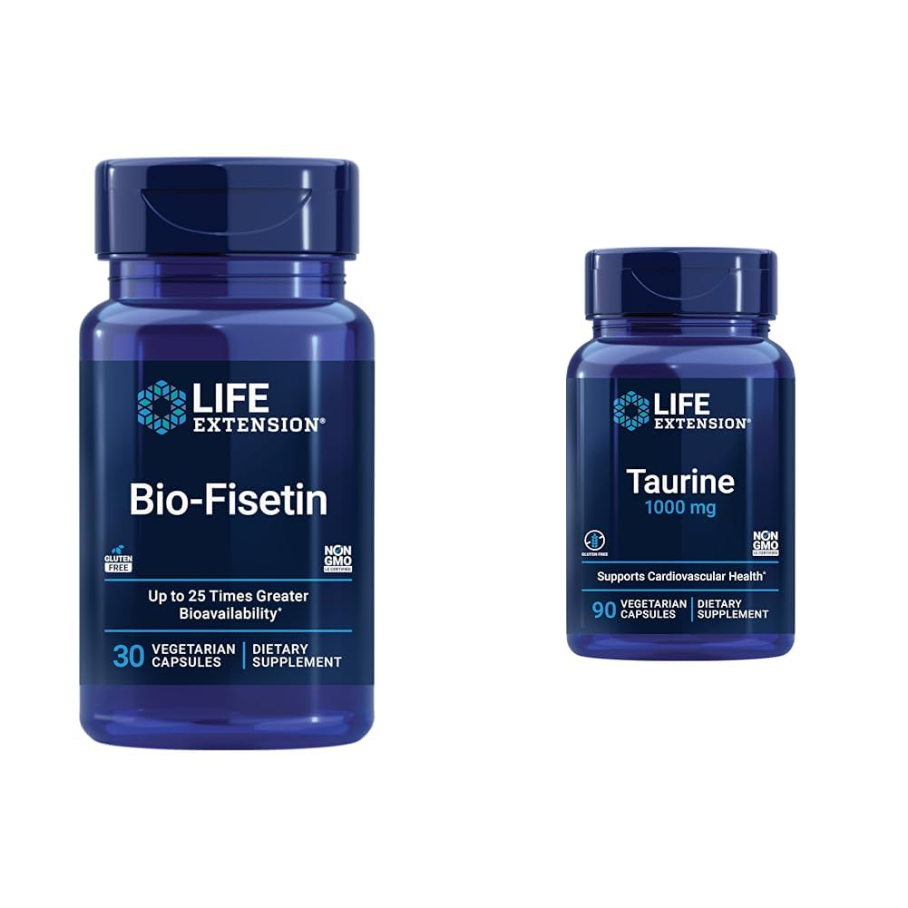 Life Extension Bio- Fisetin 30 Kapsler Cellular Health Bundle med Taurine 1000mg 90 Kapsler Heart Health