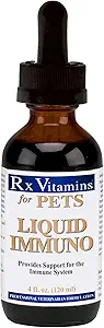 Rx Vitaminer flydende immuno hund og kat immunforsvar - L- Lysin til katte - Reishi champignon supplement til hunde - Feline & Canine immunsystem support - Bacon Flavor - 4 oz