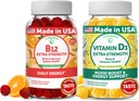 Lunakai Vitamin B12 og Vitamin D3 Gummies Bundle - 3000 mcg B12 og 25 mcg 1000 UI VIT D3 - Gluten Free, No Corn Syrup, Organic, Non- GMO, Plant Based Gelatine Free