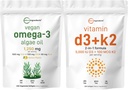 Micro Ingredients Vitamin D3 5,000iu + K2 100mcg Softgels & Vegan Omega 3 Algae Oil Supplement Bundle 2 Pack 124; Essential Sunshine Vitumme Budding 124; Omega-3 Fuld Spektrum Alternativ til Fish Oil
