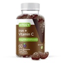 Viteey Iron Gummies - Jern med C-vitamin - Energi, Bood Support og Anæmi supplement til kvinder & mænd - Vegan, Gluten Free - 60 Greve