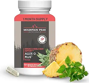 Mountain Peak Nutritionals Aller G Plus - Luftveje, Sinus, & Seasonal Allergy Support - w / Bromelain & Stinging Nettle - fremmer sund immunfunktion (90 vegetariske kapsler)