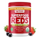 Mear Great Organic Superfood Reds Powder pakket med Beet Root Powder Budd124; fordøjelsesstøtte herunder Bloating Relief Budd124; Frugt og Veggie Polyphenoler supplement.