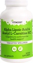 Vitacost Alpha Lipoic Acid & Acetyl L- Carnitin HCl -- 1.600 mg per portion - 240 kapsler af Vitacost Brand