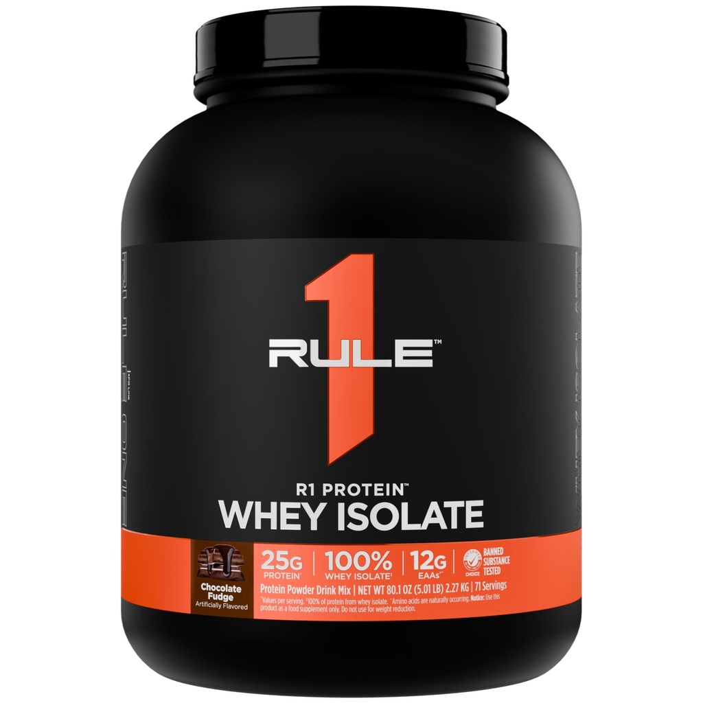 Regel 1 R1 Protein Whey Isolate - med 25g protein & 6g BCAA Eksklusivt fra Isolated & Hydrolyzed Kilder til træning Inddrivelse (5 pounds *, Chokolade Fudge)