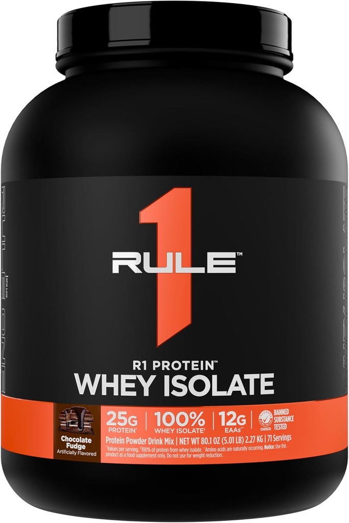 Regel 1 R1 Protein Whey Isolate - med 25g protein & 6g BCAA Eksklusivt fra Isolated & Hydrolyzed Kilder til træning Inddrivelse (5 pounds *, Chokolade Fudge)