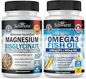 Magnesium Bisglycinate 180 Grev + Omega 3 Fiskeolie 90 Grev Bundle