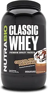 NutraBio Classic Whey Protein Powder- 25G Protein Per Scoop - Ingen Fillers, Kunstige Farver, Konserveringsmidler - Chokolade Milkshake, 2 Pounds