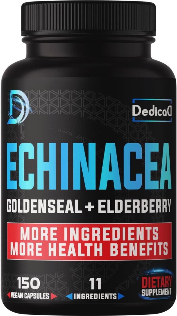 Immunforsvar Support Support - All- in-1 11 Urter Blend of Echinacea, Goldenseal, Elderberry, Camu, Ginger, Thyme, Chaga, Reishi, Burdock, Acerola - 5 Months Supply - 150 Kapsler