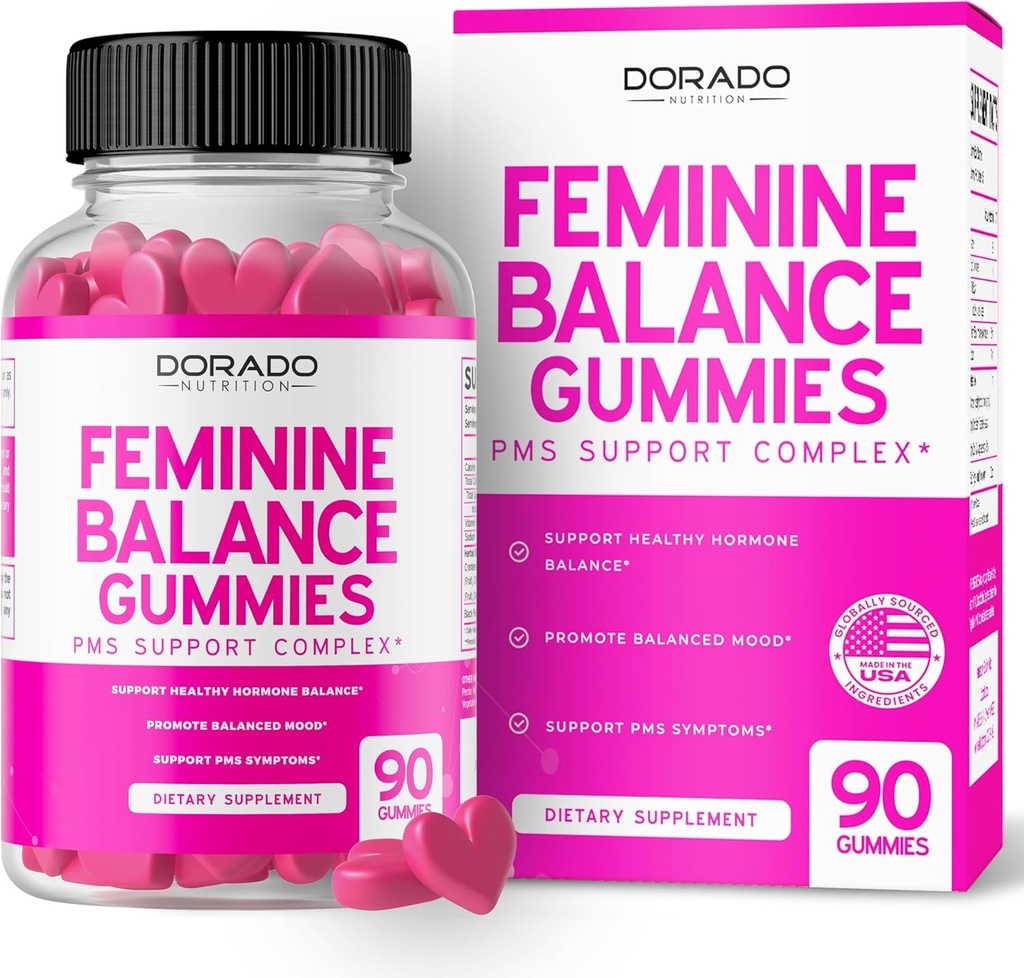 Feminin balance for kvinder Gummies & PMS Gummies (90 Greve) - Natural feminin balance for kvinder - kramper, bloating, Mood Swings, Hot Flashs - Formuleret med Cranberry, Dong Quai & Chasteberry