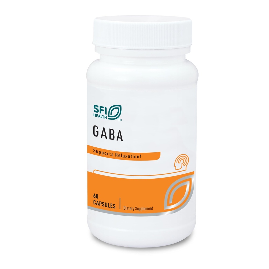 Klaire Labs SFI Health GABA - 420 milligram Gamma- Aminosmørsyre, Neurotransmitter til støtte rolig & mad (60 kapsler)