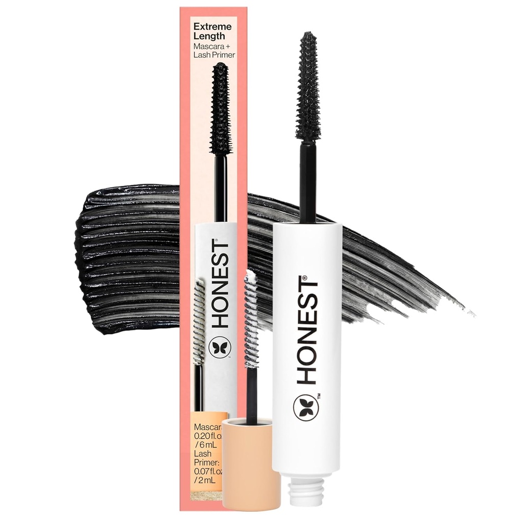 Honest Beauty 2- in-1 Extreme Length Clean Mascara + Lash Primer Meter 124; Lengements + Volumising Measures 124; Cruelty Free + Safe for Følsomme Øjne Mea124; Black, .27 fl oz