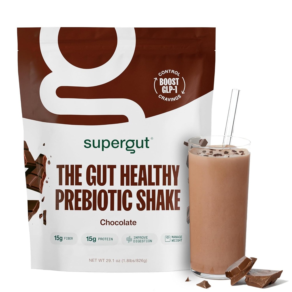 Supergut Prebiotic Shakes C124; Meal Erstatning C124; Boost GLP-1 C124; High Protein og Fiber C124; Ingen tilsat sukker C124; Keto Food, Meal, Snack (Chokolade, 14 Servere)