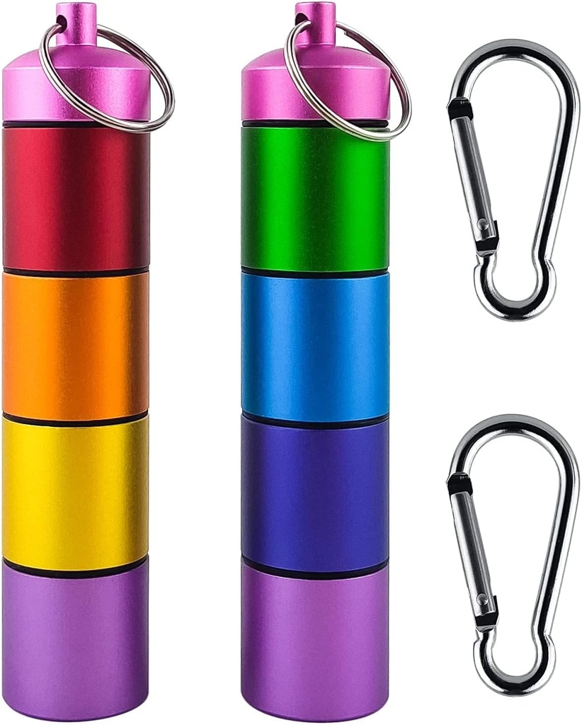 Lille Portable Metal Pill Organizer sag Keychain, Stackable Vandtæt rejse Cute Pill Box Holder, Aluminium Alloy Pill Container, Segment for Holding Kosttilskud, Vitamin og Medicin