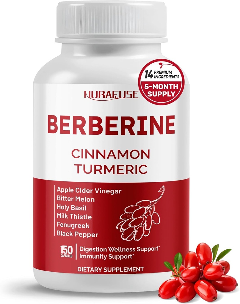 Berberine 14- in-1 tillæg med Ceylon kanel Æble Cider Vineddike Turmerisk Bitter Melon Holy Basil Milk Thistle Fenugreek Gymnema Banaba - Made in USA
