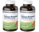 American Health Papaya Enzyme med Chlorophyll Chewable Tablets - 600 Count (200 Total Servering) (pakke af 2)