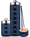 Mossime Metal Travel Pill Organizer, Transportable 7 Dag Vitamin Organizer Stackable, Vandtæt 1 gange en dag Pill Box, Stor Pill Container, Daglig Medicin Organizer til Vitamin, Fiskeolie, tillæg