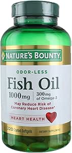 Nature 's Bounty Fish Oil 1000 mg Omega-3, 220 Odorless Softels (pakning med 3)