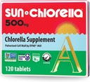 Sun Chlorella 500 mg hele kroppen Wellness Green Algae Superfood supplement - immunforsvar, Gut Health, naturlig rensning, energi Boost - Chlorophyll, B12, jern, protein - non-GMO - 120 tabletter