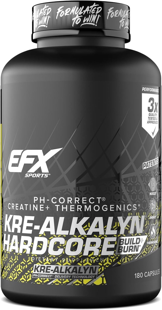 EFX Sports Kre- Alkalyn Hardcore Note 124; Termogen pH Korrekt Creatin Monohydrat Pill Supplement