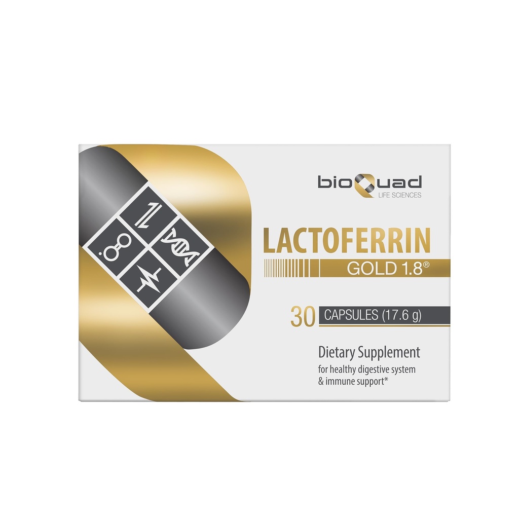 Lactoferrin Gold 1.8 - til immunforsvar, fordøjelsessygdomme og jernabsorption - laktose- fri, Gluten- fri, ikke-GMO (30 Greve)