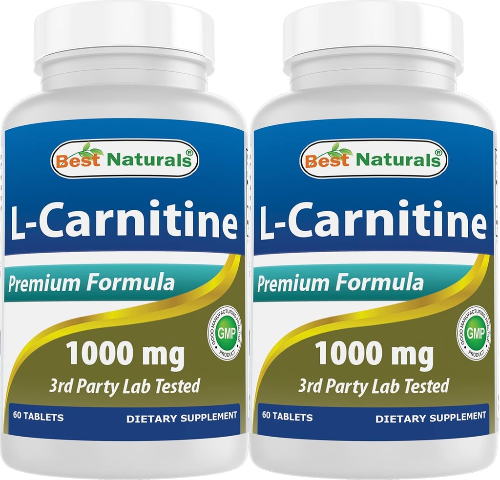 Bedste Naturals L- Carnitin 1000mg 60 tabletter (60 greve (pakke med 2))