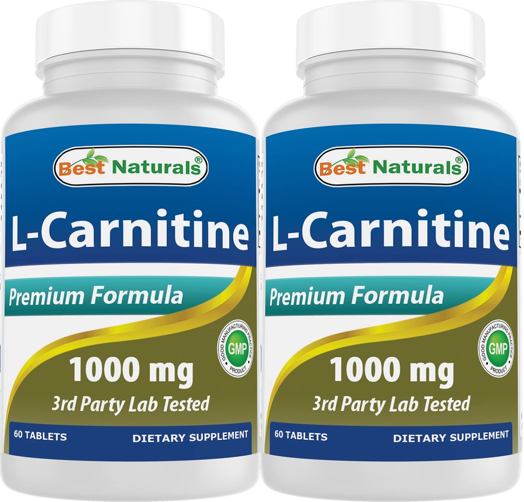 Bedste Naturals L- Carnitin 1000mg 60 tabletter (60 greve (pakke med 2))