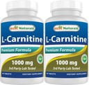 Bedste Naturals L- Carnitin 1000mg 60 tabletter (60 greve (pakke med 2))