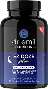 DR. EMIL NUTRITION EZ Doze Melatonin- Free Natural Sleep Aid med L- Theanin, GABA & 5htp - Ekstra stærke sovepiller for voksne - Sikker og ikke-Habit Danning (60 Veggie Kapsler)