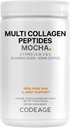 Codeage Multi Collagen Peptider Protein Powder - Chokolade Mocha Instant Coffee - Gourmet Knoa Coffee Drink & Shake - Collagen Type I, II, III, V & X - Grass- Fed, Hydrolyzed, Non- GMO - 14.39oz
