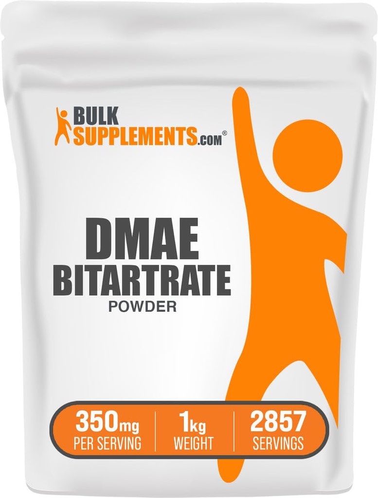 BulkSupplements.com DMAE Bitartrate Powder - Dimethylaminoethanol Bitartrate, DMAE Supplement - Unflavored & Gluten Free, 350mg per servering, 1kg (2,2 lbs) (Pack of 1)