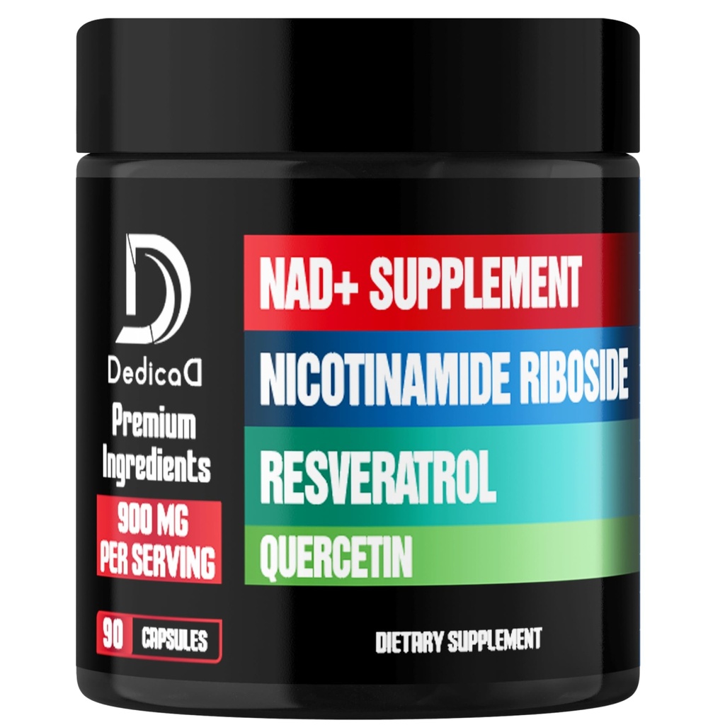 NAD supplement med Liposomal Nicotinamid Riboside 900mg NR, Resveratrol, Quercetin - 90 kapsler - Cellulær Produktion & Restaurering, Aging Well, Vitality