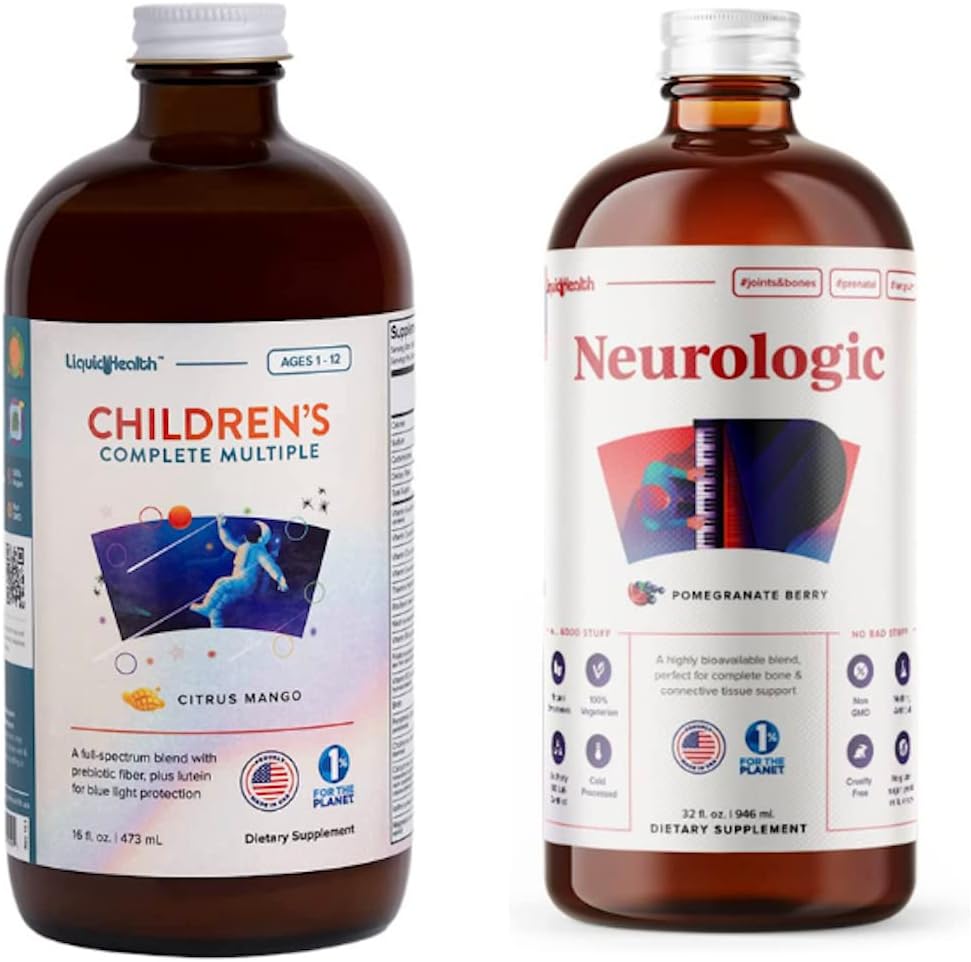 LIQUIDHEALTH Liquid Multivitamin for Kids Children and Brain Booster Neurologic Liquid Vitamin Supplements
