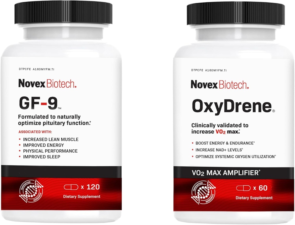GF- 9 og OxyDrene Mænds Performance Stack 30- Day Supply - Boost en kritisk peptid, der understøtter energi og drev, Plus Øge VO2 Max og NAD + for forbedret fysisk ydeevne, energi, & Endurance