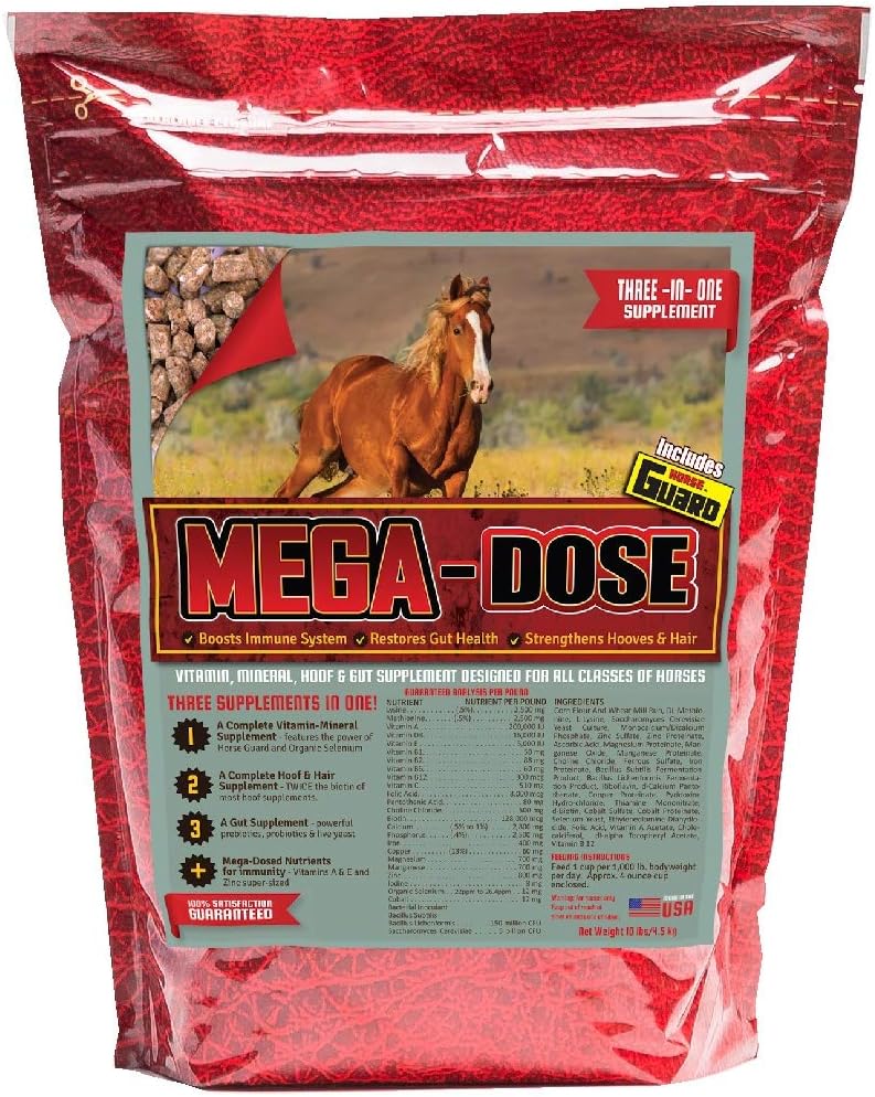 Mega Dose 10 lb, Equine Vitamin Mineral med en fuld servering af Horse Guard Supplement & Hoof Guard