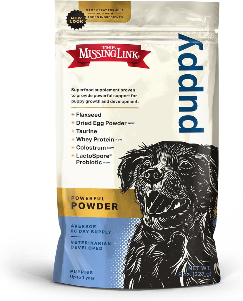Den manglende Link Puppy 8oz supplement - Superfood Powder fremmer vækst og udvikling, understøtter Immunitet, fordøjelse, knogler, hud & Frakke af hund