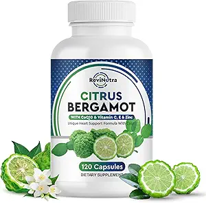 Organic Citrus Bergamot Extract Capsules - 120 caps Citrus Bergamot Supplement - Enhanced with Coenzyme Q10 & Vitamin C, E & Zinc - for Heart, Immune System Support, Healthy Aging - Pure, Vegan Pills