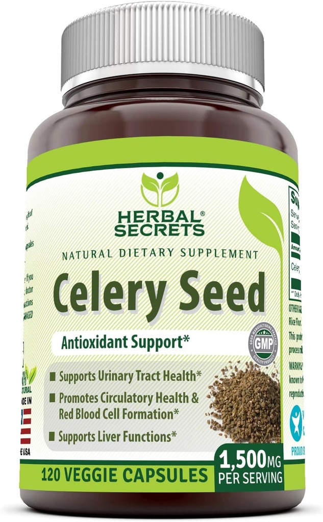 Herbal Secrets Selleri Seed Extract Supplement Supplement 124; 1500 Mg øb 124; 120 Veggie Kapsler