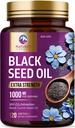 Black Seed Oil 1000mg - Premium Extra Strength Nigella Sativa Blackseed Oil - Black Seed Oil Skin, fordøjelsesmæssig sundhed & immunforsvar - non-GMO antioxidant, Gluten Free Supplement - 120 Softgels
